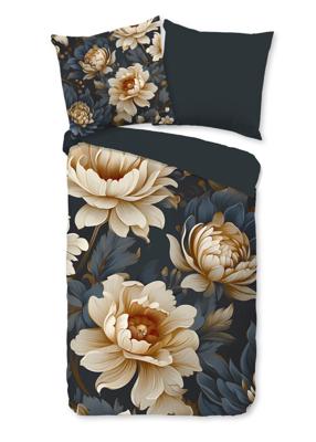 Pure Dekbedovertrek "bloemen" - Antraciet - (135x200 cm) - Microfiber