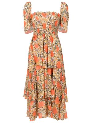 Clube Bossa robe Zelza fleurie à volants superposés - Orange