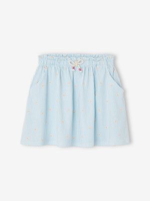 Meisjesrok met print blauw, gestreept