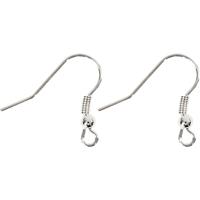 Creativ Company Oorbelhaaken, l: 18 mm, zilver, 10 stuk/ 1 doos