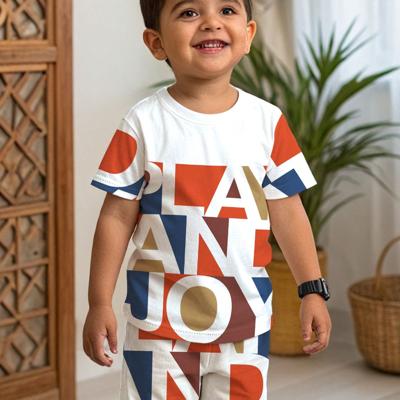 Boys' Cartoon Bear Print Short Sleeve Shirt and Shorts Set Multicolor-12 / 7Y