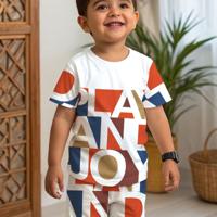 Boys' Cartoon Bear Print Short Sleeve Shirt and Shorts Set Multicolor-12 / 7Y