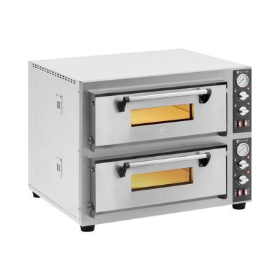 Elektrische Pizzaoven - 4+4 x 30 cm - 2 kamers - 8400 W - 400 V - vuurvaste steen - Royal Catering