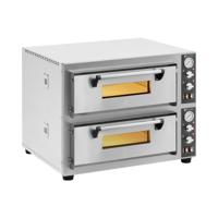Elektrische Pizzaoven - 4+4 x 30 cm - 2 kamers - 8400 W - 400 V - vuurvaste steen - Royal Catering