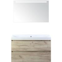 Maxx XL Badmeubelset 100 cm - Craft Oak - Wastafel Just Zonder Kraangat met LED Spiegel