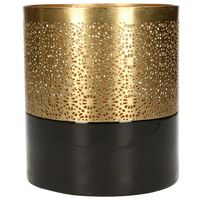 Countryfield Luxe theelichthouder - metaal - goud/zwart - D10 x H12.5 cm - Waxinelichtjeshouders - thumbnail
