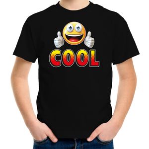 Funny emoticon t-shirt cool zwart voor kids