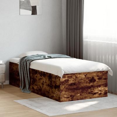 Bedframe bewerkt hout gerookt eikenkleurig 90x190 cm