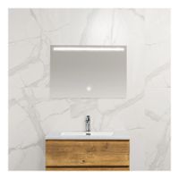 Badkamerspiegel Aras | 80x60 cm | Rechthoekig | Indirecte LED verlichting | Touch button | Met verwarming