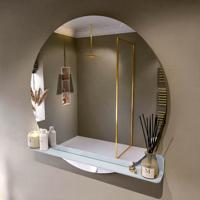 MONDIAZ SPOT spiegel rond 110cm met Spiegelplanchet kleur Clay.