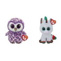 Ty - Knuffel - Beanie Boo's - Moonlight Owl & Christmas Unicorn - thumbnail