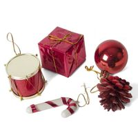 Kerststukje ornamenten - 20-delig - rood - plastic - 5 cm   -