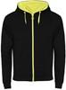 Roly RY1105 Fuji Sweat-Jacket - Black 02/Fluor Yellow 221 - M