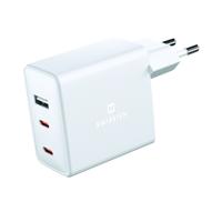 Swissten Swissten USB-C Snellader - 3 poorten - GaN technologie - 2x USB-C & 1x USB-A - 70W - Wit