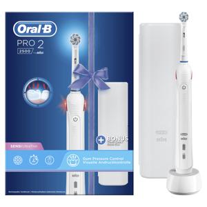 Oral-B elektrische tandenborstel Pro 2 2500 wit incl. reisetui - 2 poetsstanden