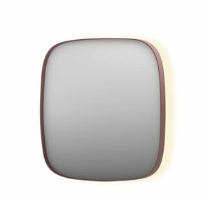 Spiegel INK SP30 100x4x100 cm incl. Indirect LED-Verlichting Rondom en Spiegelverwarming Geborsteld Koper