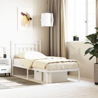 Bedframe met hoofdbord metaal wit 80x200 cm