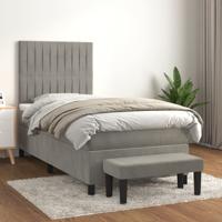 Boxspring met matras fluweel lichtgrijs 90x190 cm
