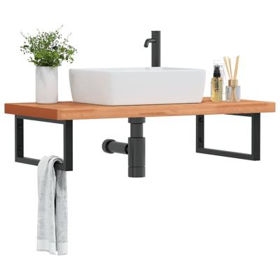 Badkamer wandschap staal en massief beukenhout
