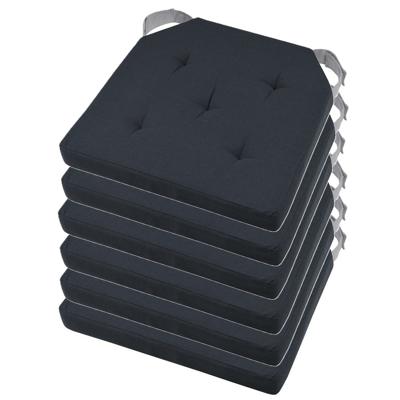 Stof Textile stoelkussen DUO - 6x - antraciet - 38 x 38 x 4 cm - klittenband sluiting