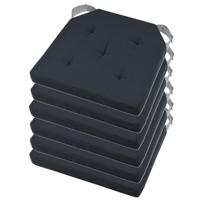Stof Textile stoelkussen DUO - 6x - antraciet - 38 x 38 x 4 cm - klittenband sluiting