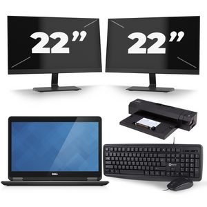 Dell Latitude E7440 - Intel Core i5-4e Generatie - 14 inch - 8GB RAM - 240GB SSD - Windows 11 + 2x 22 inch Monitor