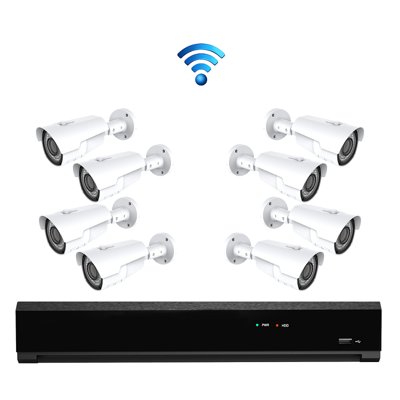 8x Draadloze Professionele 4K Ultra HD IP IR Bewakingscamera Set - POE NVR Recorder - 8 Kanaals - Nachtzicht & 1TB Opslag