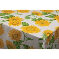 Tafelzeil/tafelkleed wit met zonnebloemen print 140 x 180 cm   -