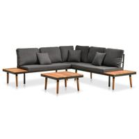 4-delige Loungeset met kussens massief acaciahout