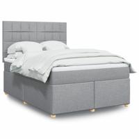 Boxspring met matras stof lichtgrijs 140x190 cm