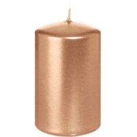 1x Rosegouden cilinderkaars/stompkaars 5 x 8 cm 18 branduren   -