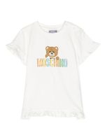 Moschino Kids t-shirt volanté à logo imprimé - Blanc