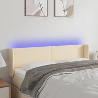 Hoofdbord LED 147x16x78/88 cm stof crèmekleurig