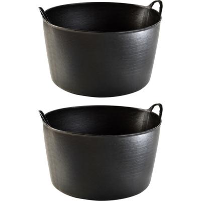 Plasticforte flexibele emmer / kuip - 2x stuks - zwart - kunststof - rond - 55 liter