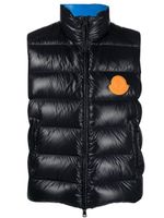 Moncler gilet matelassé à patch logo - Bleu - thumbnail