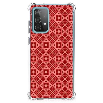 Samsung Galaxy A52 4G/5G Doorzichtige Silicone Hoesje Batik Rood Samsung Galaxy A52 4G/5G Doorzichtige Silicone Hoesje Batik Rood