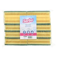 Sorbo Schuurspons - 10x stuks - schoonmaakspons - groene schuurvlak - 14x7x4,5 cm - viscose