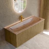 Badmeubel Mondiaz Kurve-Dlux | 120 cm | Meubelkleur Dusk | Wastafelkleur Arena | Solid surface | Wasbak midden spoelbak | 1 kraangat