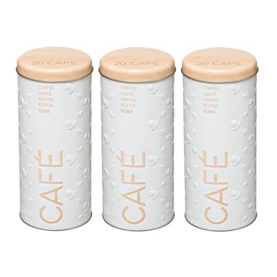 Koffie pads voorraadbus/bewaarblik - 3x - metaal - 18 x 8 cm - voor 20 pads