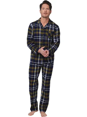 Pastunette Flanellen Heren Pyjama met knoopsluiting - Donkerblauw -