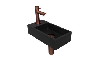 Fonteinset INK Versus 36x18x9 cm Quartz Zwart Met Kraangat Links Mat Rose Goud