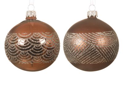 Kerstbal glas d8 cm walnoot a2 KSD - Ksd