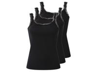 ESMARA Set van 3 geribde dames tops (Zwart, L (44/46))