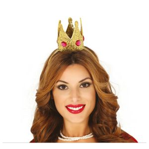 Guirca Carnaval verkleed mini hoedje/kroontje - goud - diadeem - dames/grote meiden   -