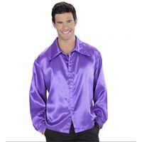 Paarse satijnen disco blouse XL  -