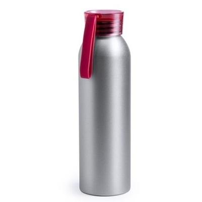 Aluminium drinkfles 650 ml - rode dop - sportbidon - met lint Aluminium drinkfles 650 ml - rode dop - sportbidon - met lint