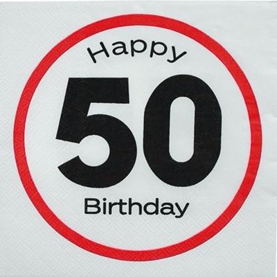 50 jaar stopbord servetten - Leeftijd verjaardag - 20x stuks - papier - feestartikelen