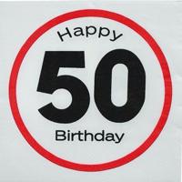 50 jaar stopbord servetten - Leeftijd verjaardag - 20x stuks - papier - feestartikelen
