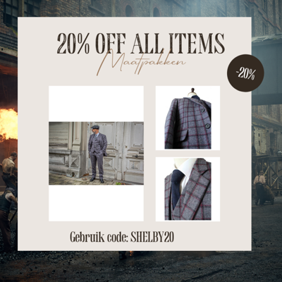 Maatpak Voor Heren | 3-delig Pak | Grijs/rood Windowpane | Michael Gray | Peaky Blinders | Peaky Blinders