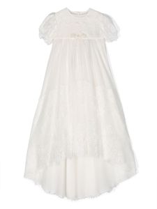 Dolce & Gabbana Kids robe en soie superposition en dentelle - Blanc